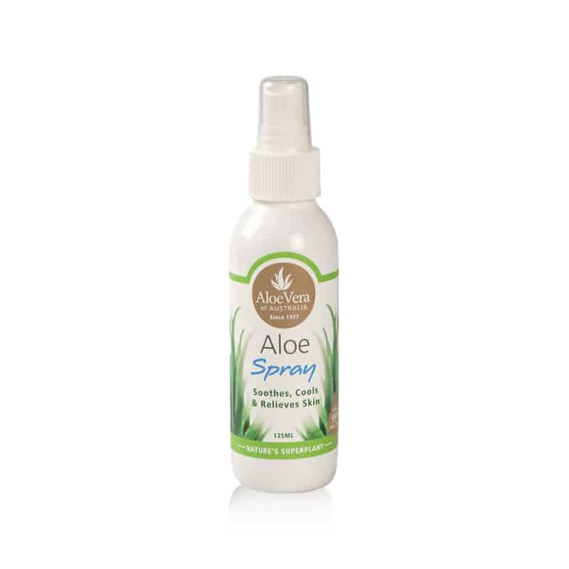 125mL Aloe Spray bottle from Aloe Vera of Australia, containing 99% pure Aloe Vera for skin soothing and relief.